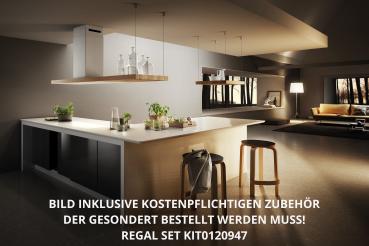 Elica BIO ISLAND WH/A/120x58 ROVERE - Inselhaube, Weiss/Eichenholz, Umluft/Abluft, 120 cm